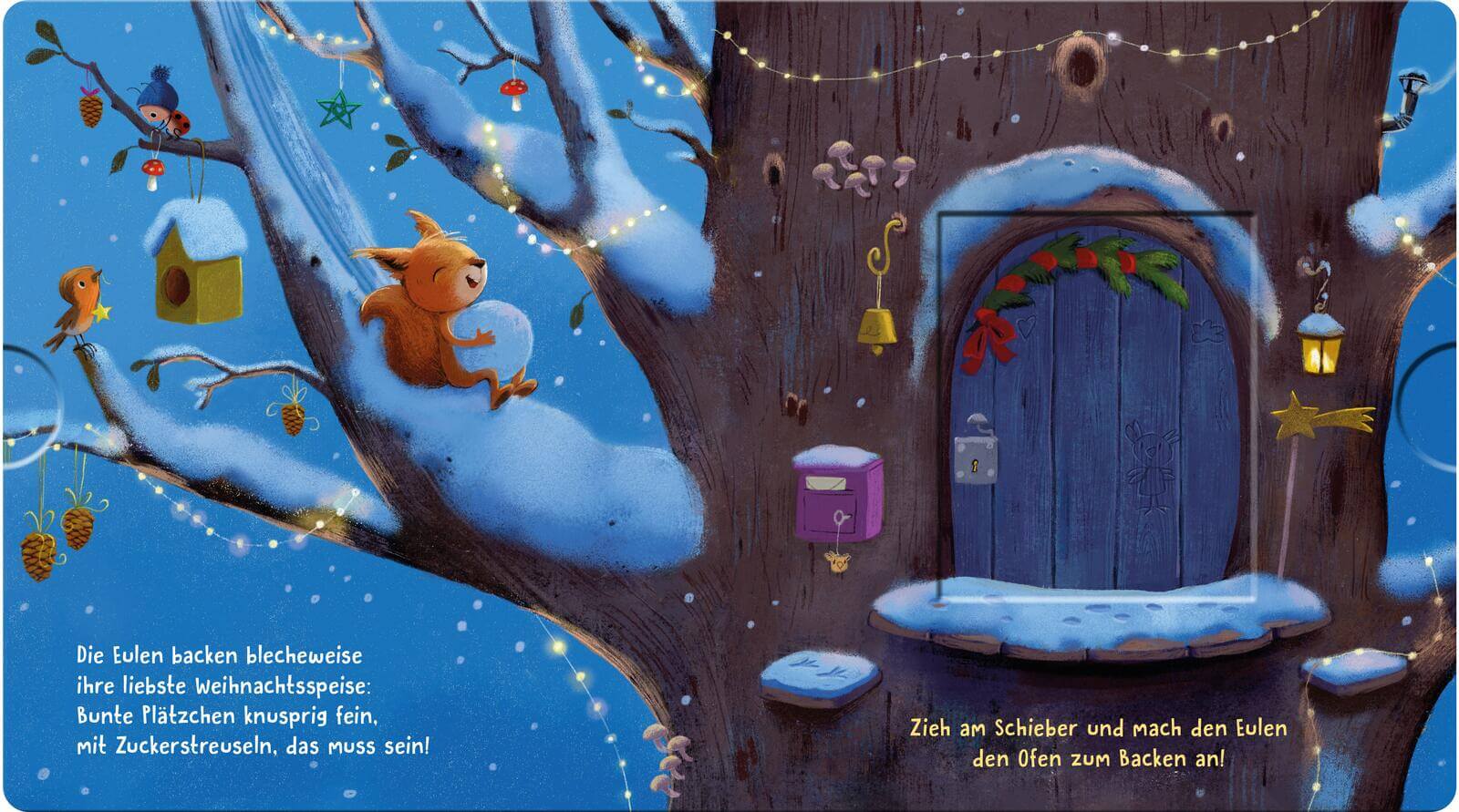 Es leuchtet im Wald, kommt Weihnachten bald? Zauberhaftes Mitmachbuch mit Schiebeelementen Anja Kiel 9783480239849 Thiene...