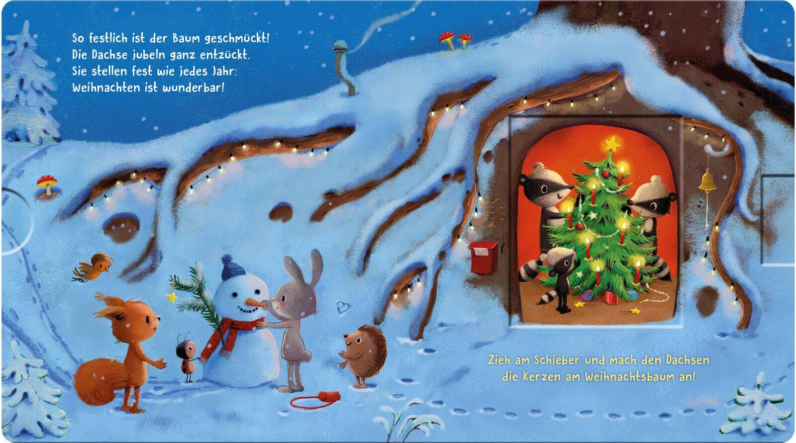 Es leuchtet im Wald, kommt Weihnachten bald? Zauberhaftes Mitmachbuch mit Schiebeelementen Anja Kiel 9783480239849 Thiene...