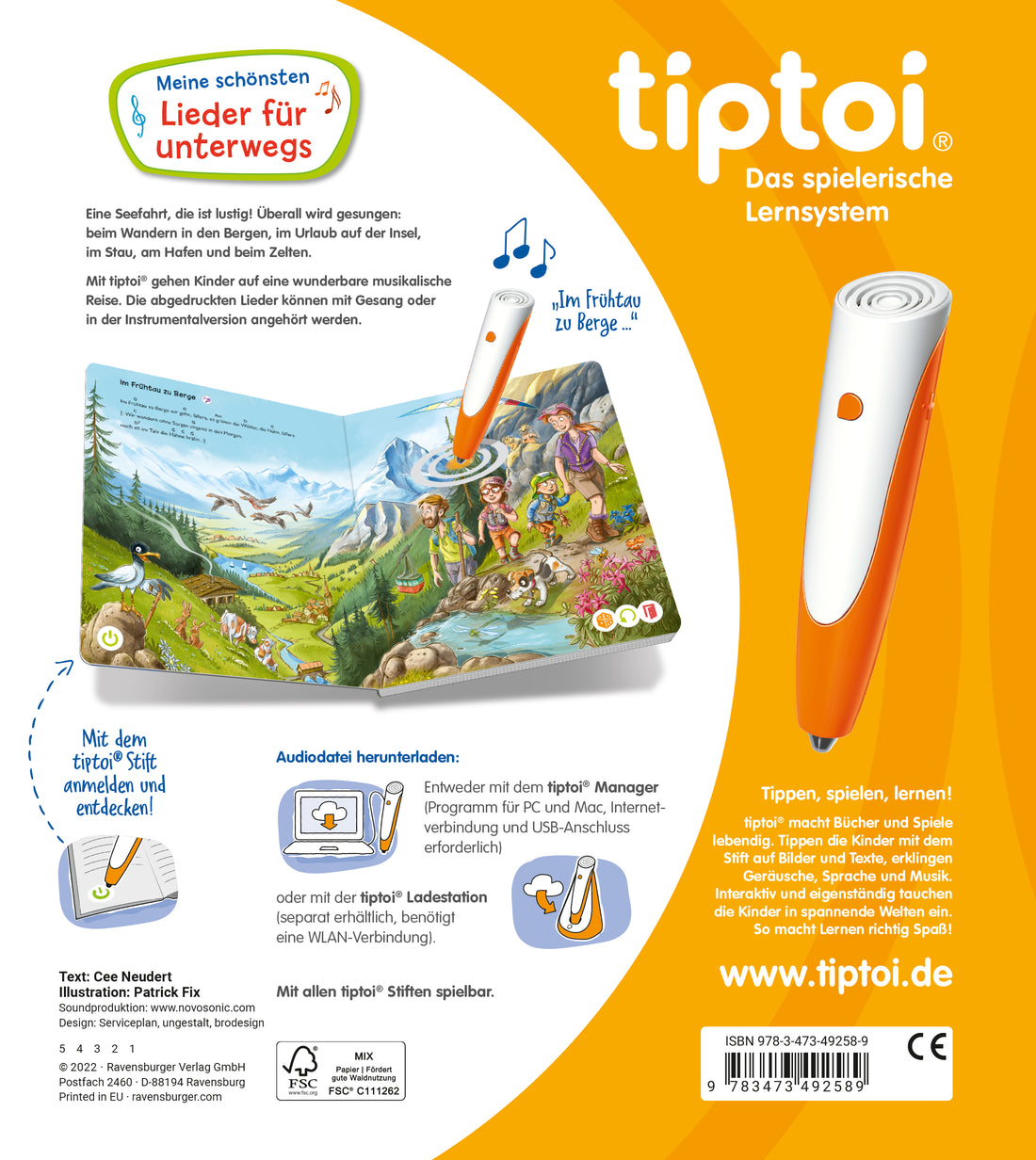 Ravensburger Verlag  978-3-473-49258-9 tiptoi® Meine schönsten Lieder für unterwegs (2)